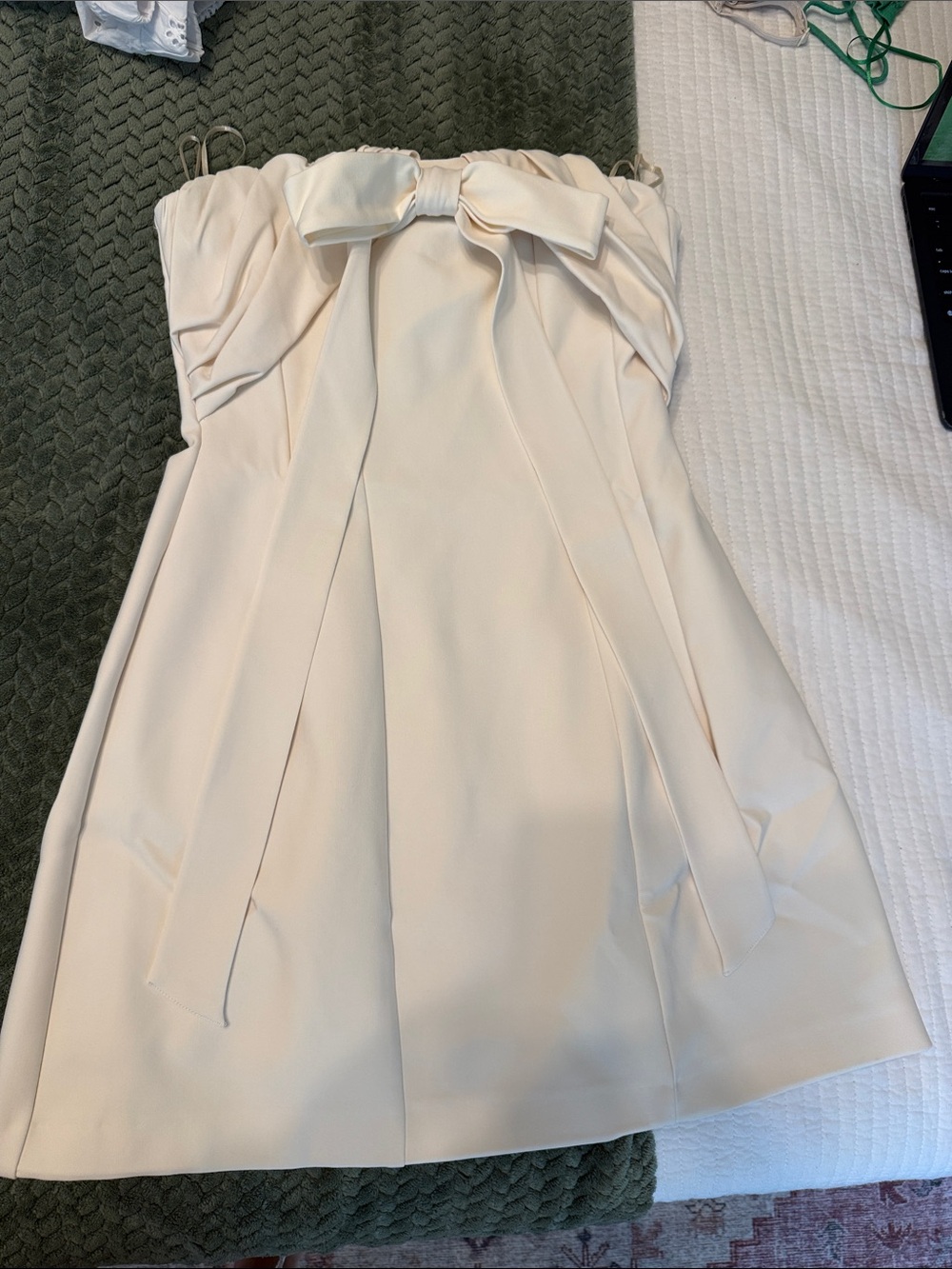 Zara Cream Strapless Mini Dress with Bow